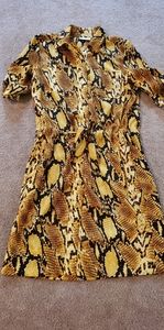 New York and Company Yellow Snake Dress XS